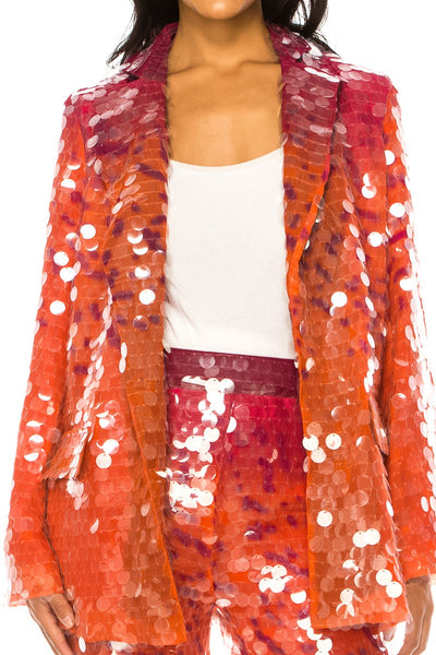 Tie Dye Sequin Pants & Blazer Set