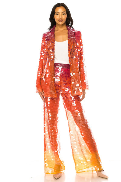 Tie Dye Sequin Pants & Blazer Set