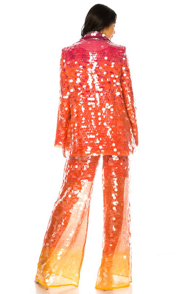 Tie Dye Sequin Pants & Blazer Set