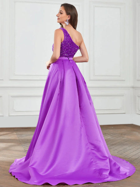 Elegant One Shoulder Sequin Mermaid Dress