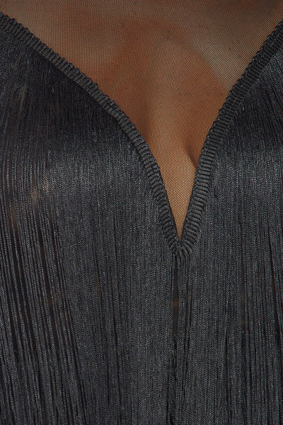 After Dark Fringe Tier and Mesh Midi Dress