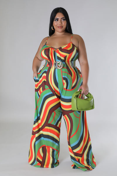 Geo Swirl Print Cardigan with Wrist Band and Jumpsuit