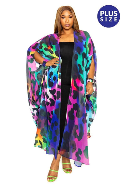 Electric Leopard Robe with Wrist Band and Jumpsuit