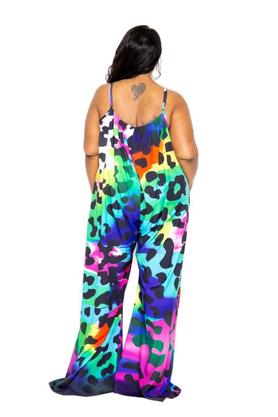 Electric Leopard Robe with Wrist Band and Jumpsuit