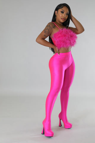 WOMEN PANTALEGGING BOOTS IN SPANDEX - HOT PINK